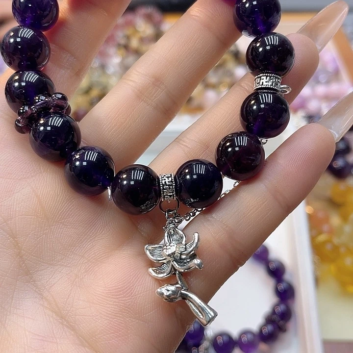 水晶手链银S925镶嵌12紫晶