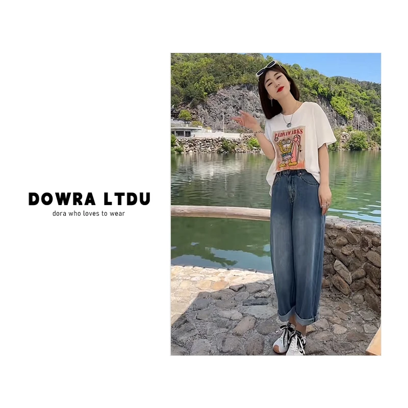 Dowra-LTDU【加菲猫】2025年夏款卡通雪花百搭短袖T恤女潮243-202