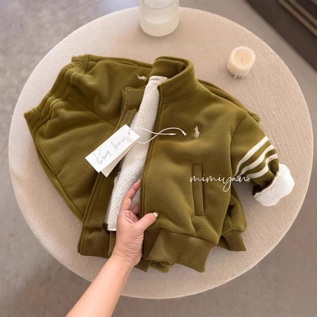 冬季2025秋冬新款儿童加绒保暖外套男女童奥利绒夹克外套休闲潮外