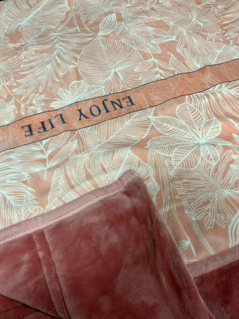 【设计师款】BZ-2024770粉色树叶纹盖被230*200