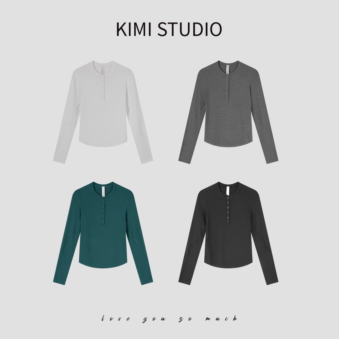 SS25393   瑜伽运动高弹长袖亨利衫