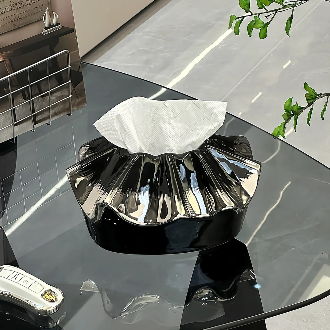 陶瓷花边包包纸巾盒客厅高级感轻奢抽纸盒创意设计感高档茶几摆件