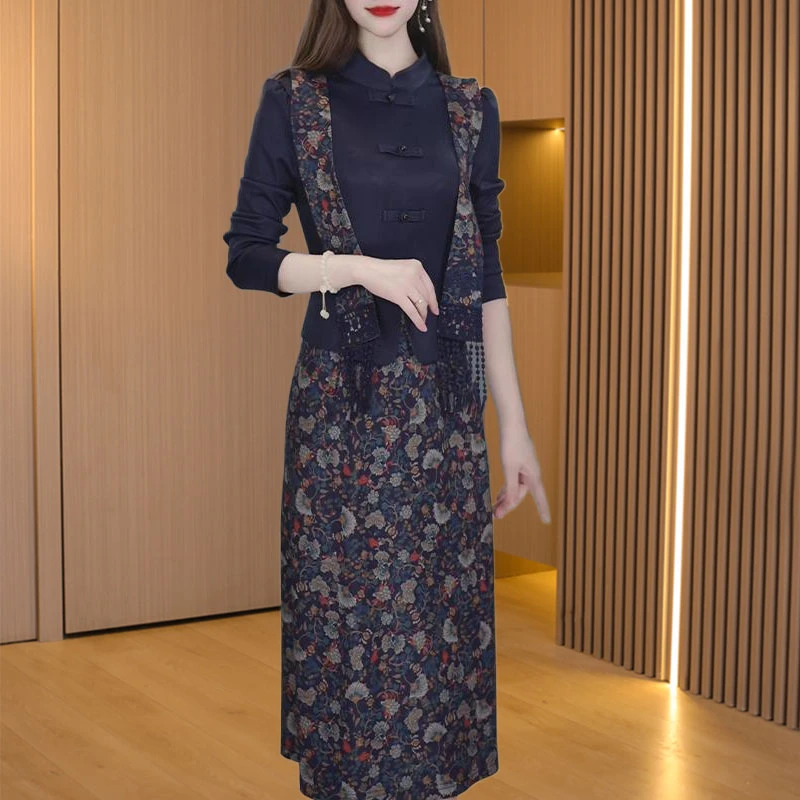 【可蓓儿】长袖连衣裙子2025新款今年爆款女春秋妈妈旗袍广州妈妈装