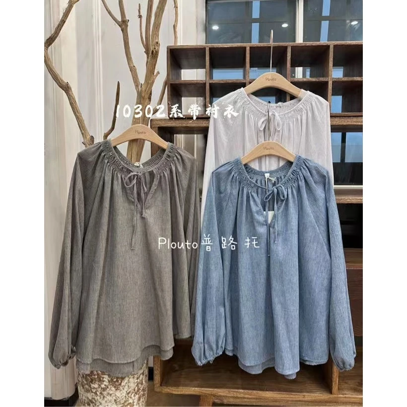 叨叨推荐款 MM#10302#系带长袖衬衣 FL