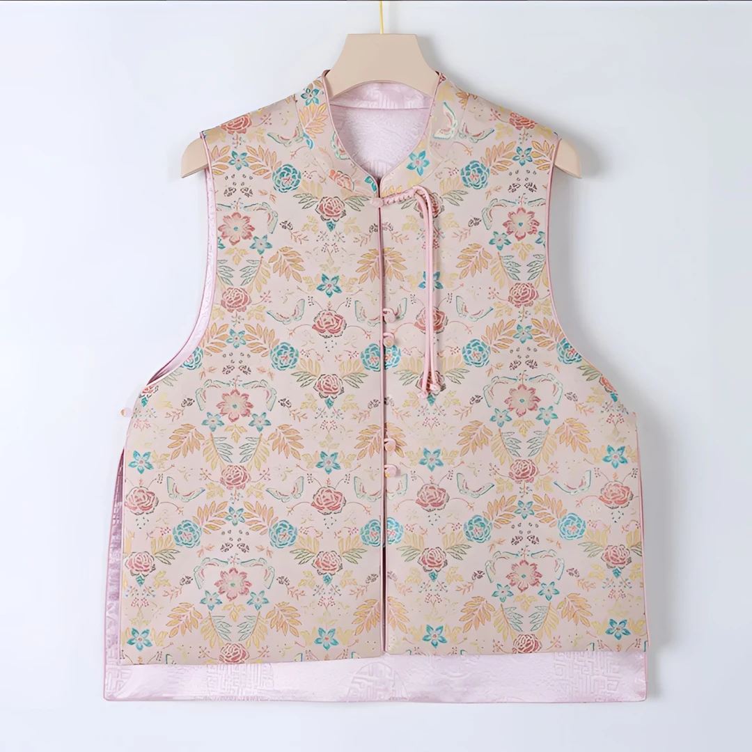 国风中式刺绣提花双面穿马甲春季新款宽松百搭背心9570