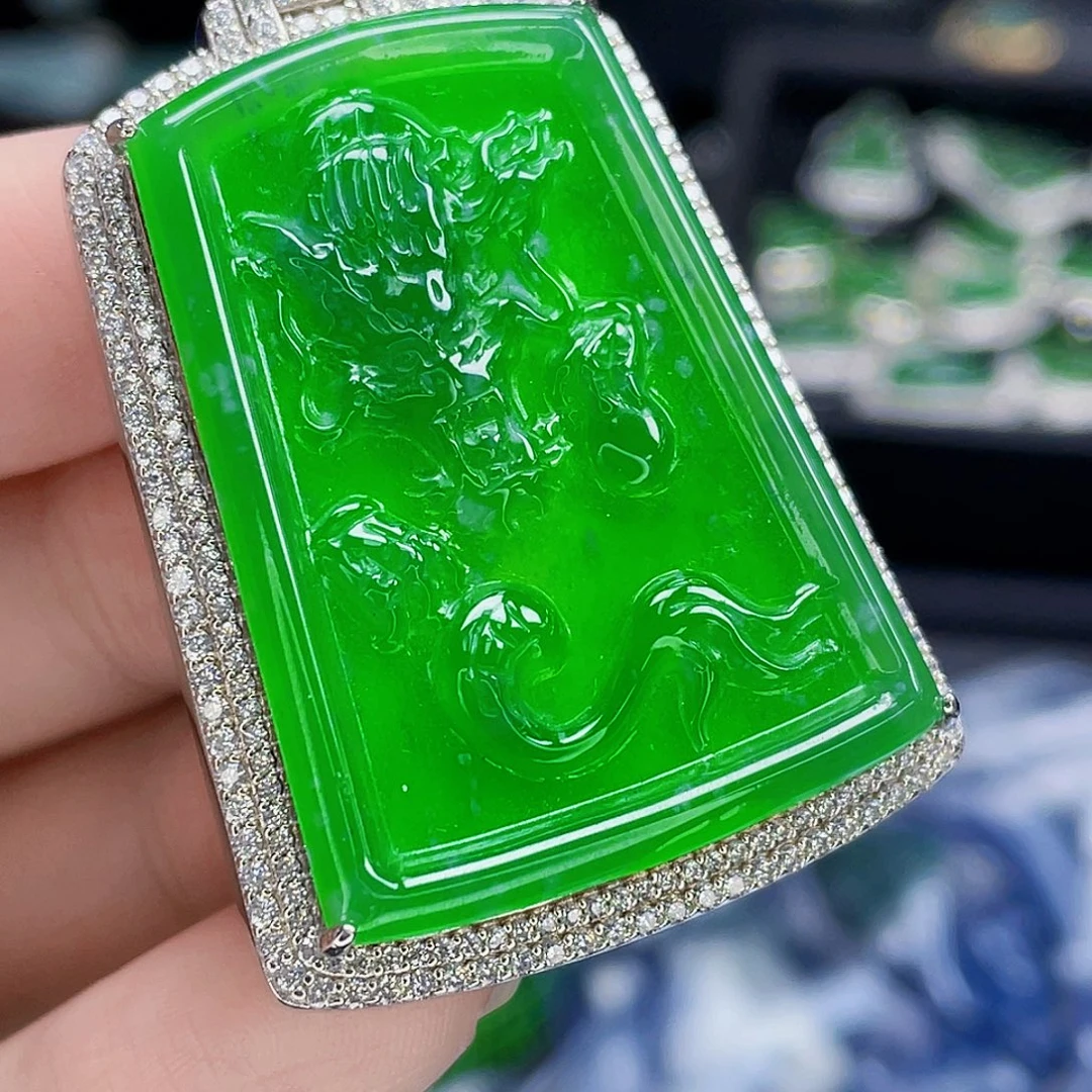 翡翠银S925镶嵌吊坠(不含链)