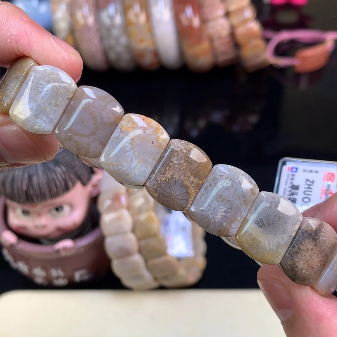 【闪购商品】颈饰未镶嵌硅化珊瑚（珊瑚玉）26号灰蓝大花