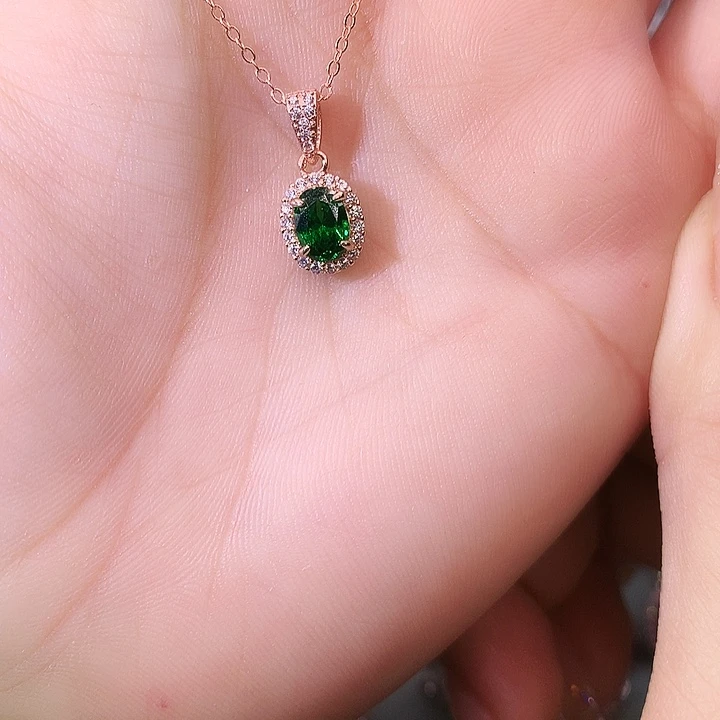 透辉石吊坠银S925镶嵌