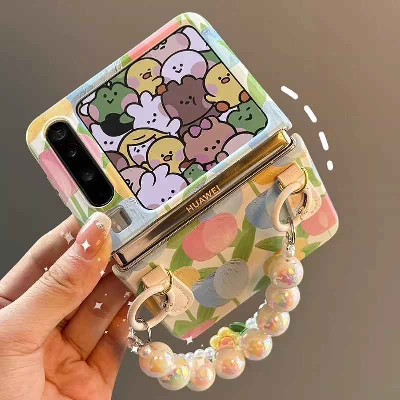 适用华为PuraX典藏版阔折叠手机壳春夏小清新郁金香花朵女保护套