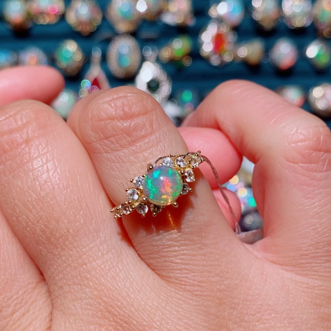 欧泊银S925镶嵌欧泊戒指