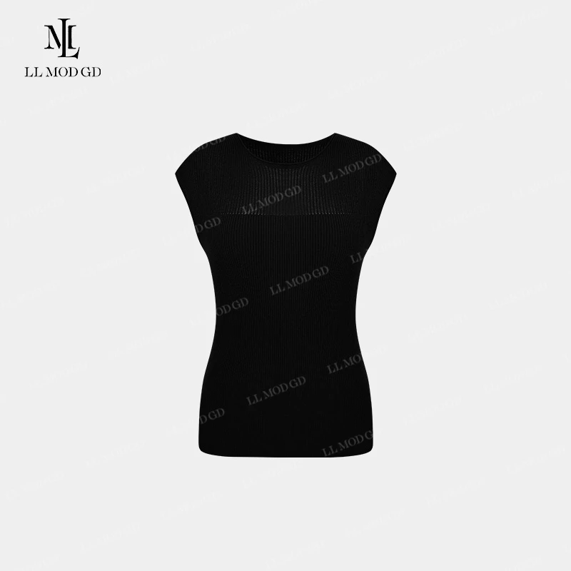 精致小姐 法式正肩针织短袖T恤女夏季轻薄小众修身上衣YL-260985