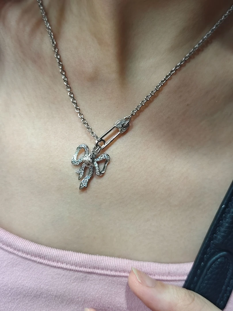 铜合金项链 时尚买手潮流 wanne 链接【新款别针蝴蝶结项链】