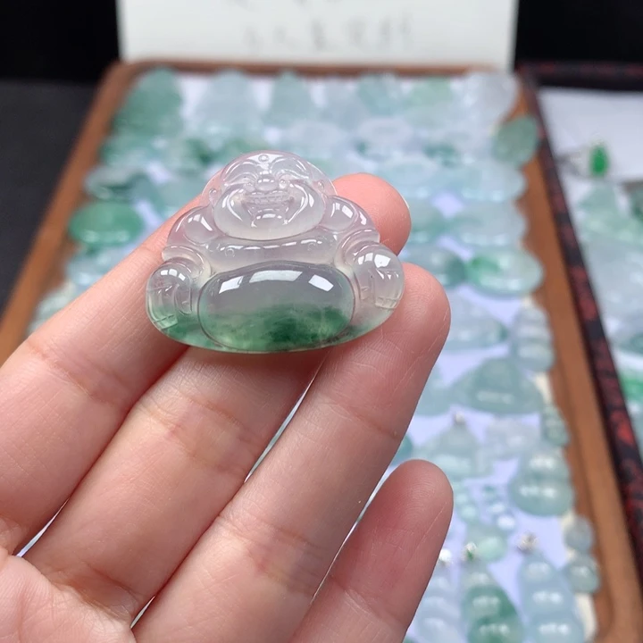 颈饰未镶嵌翡翠冰种飘花大佛公