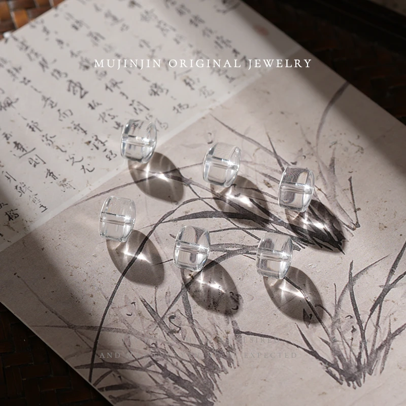 【学生专属】木槿槿天然白水晶车轮珠约8m单珠diy配饰多样性发一