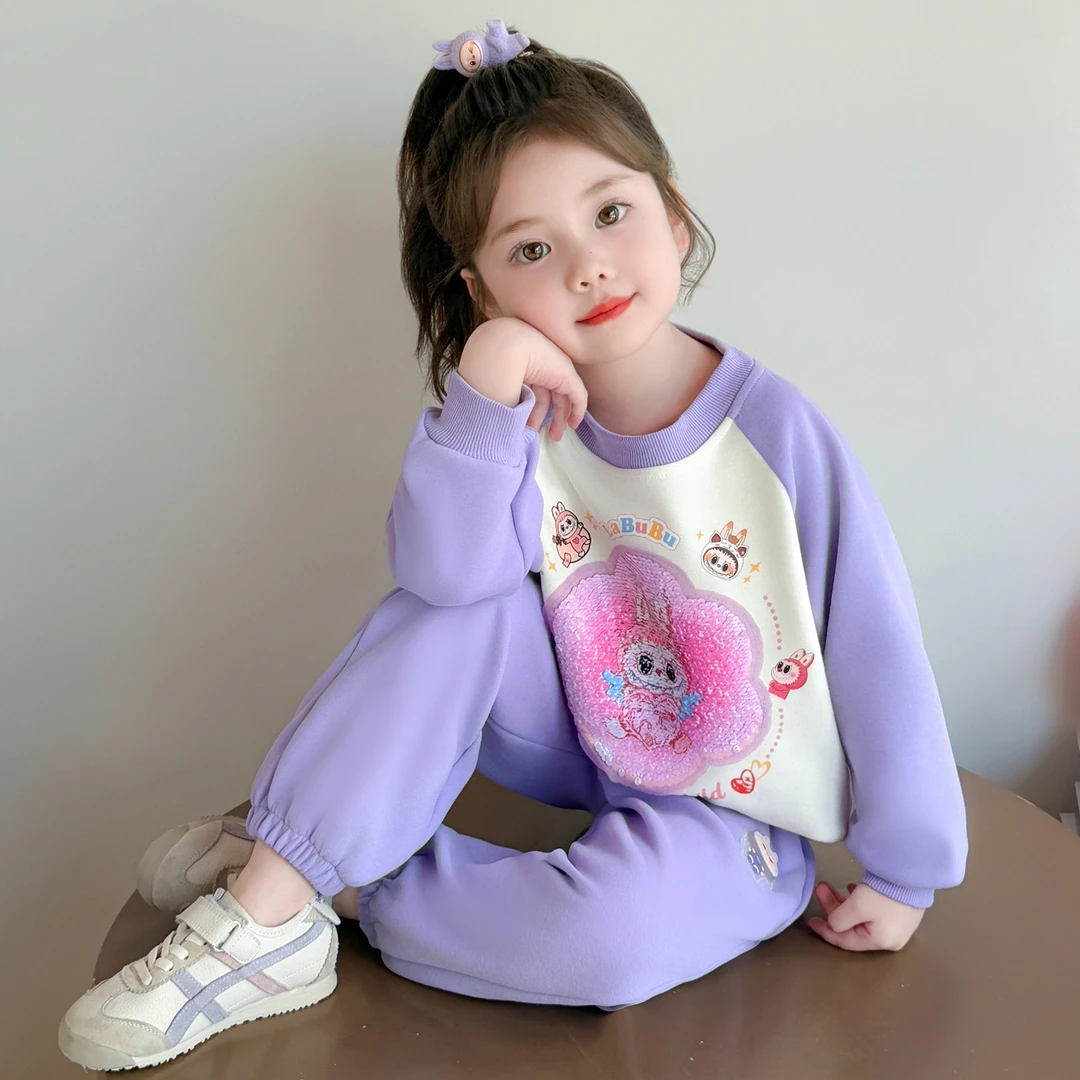 女童拉布布套装洋气儿童卡通卫衣卫裤两件套小女孩宝宝秋装2025新