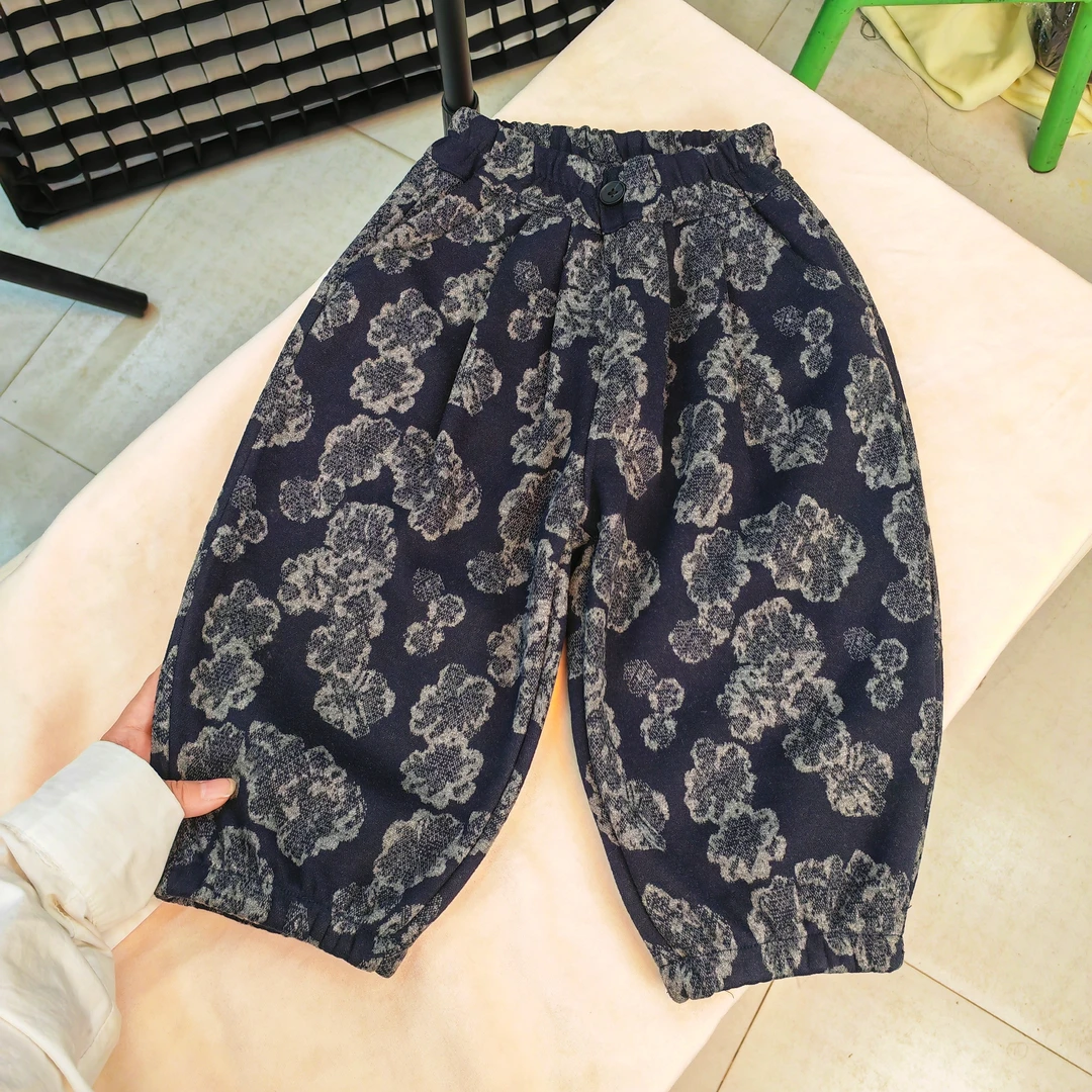 花花裤女童加绒加厚秋冬装裤子格子裤儿童运动裤中小童休闲裤韩版