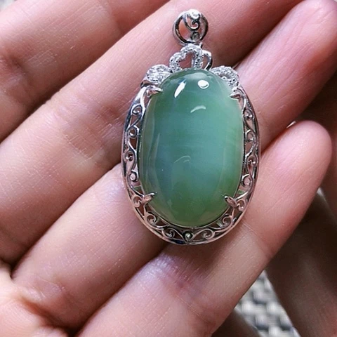 和田玉挂件银S925镶嵌