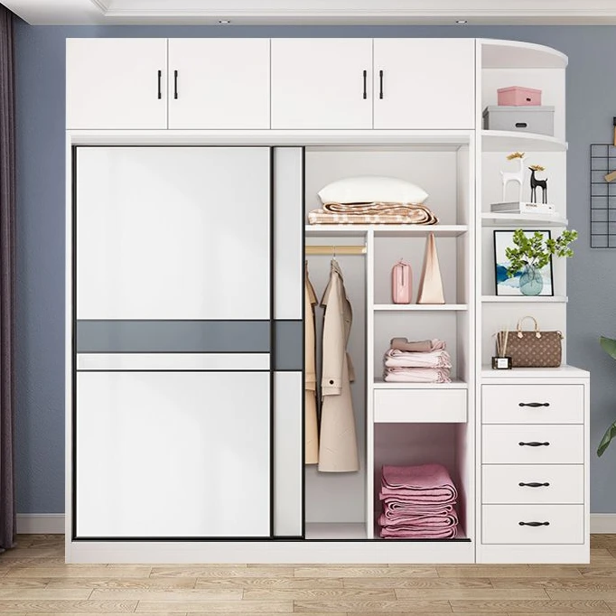 实木衣柜家用卧室推拉门成人大衣橱小户型简易收纳储物柜子组装
