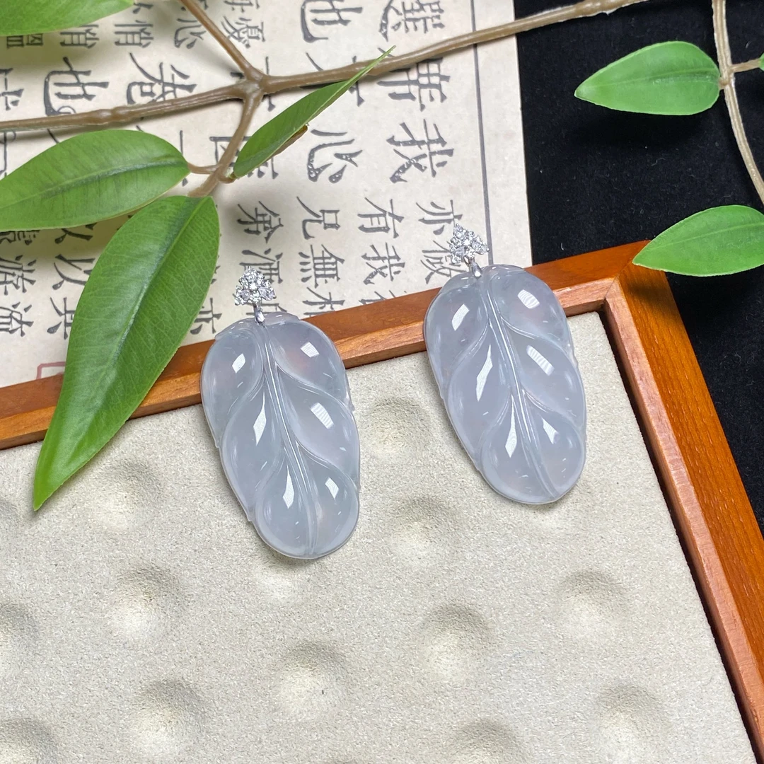 思懿手镯之家-18K翡翠叶子-约40*23*4mm-15405-TY-多样性发一
