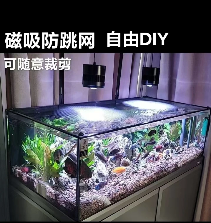 新型鱼缸防跳网磁吸防跳网磁吸防跳网溪流缸网盖马口雷龙吉罗防跳