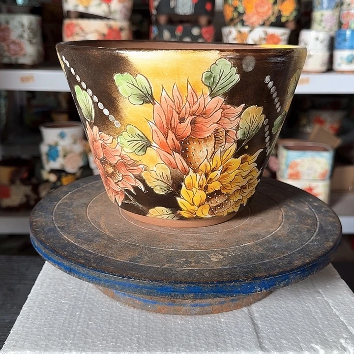 紫砂花盆景德镇陶瓷美术