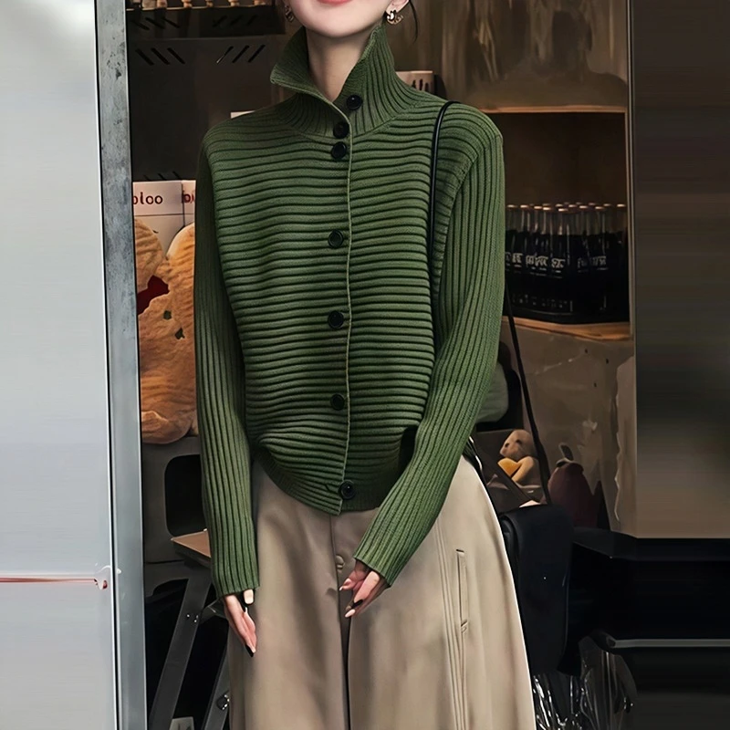 时尚百搭气质显瘦针织开衫女2025休闲遮肉韩系宽松高级感上衣外套