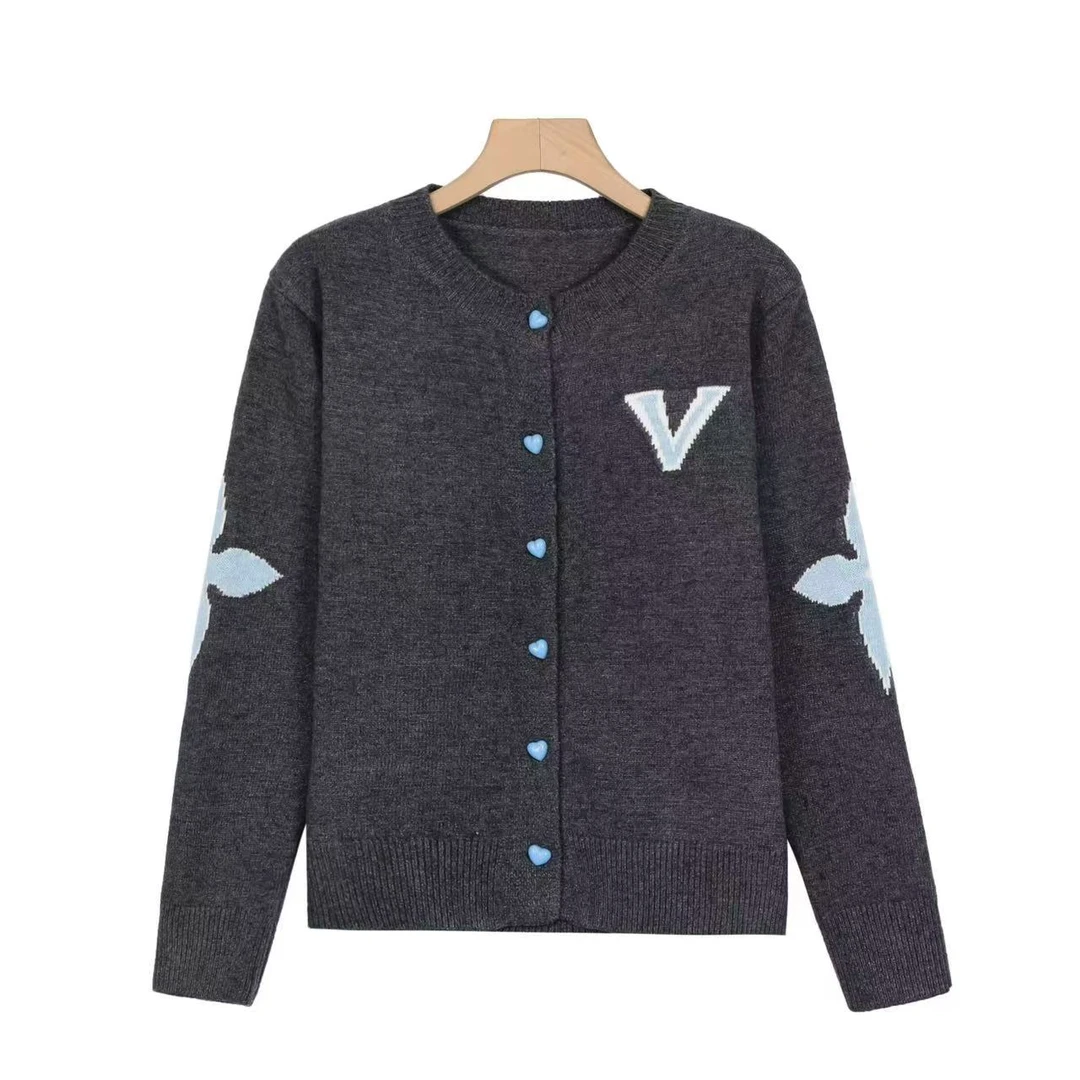 欧洲站小香风长袖针织开衫毛衣外套女上衣7964