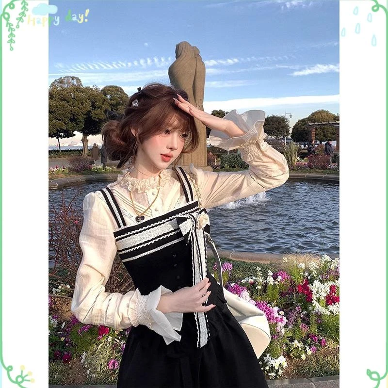 Didi托斯卡纳 重工古典假两件收藏款复古泡泡袖宫廷花边衬衫Lazy