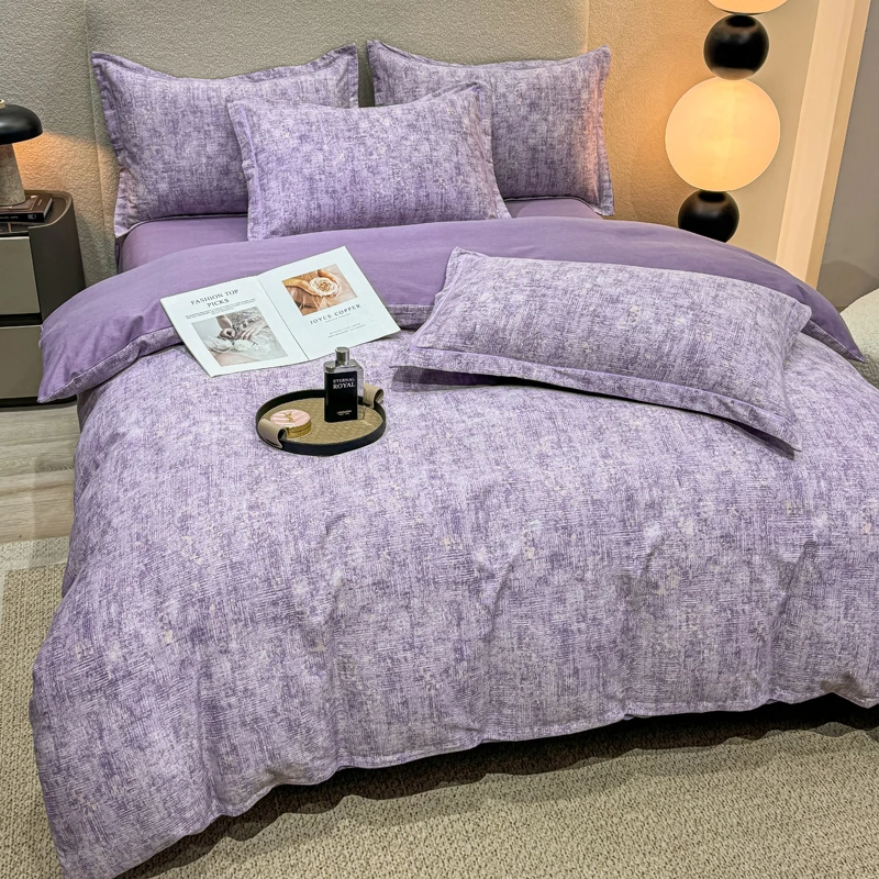 纯棉全棉水洗棉斜纹棉四季款床裙款四件套无静电被套床单