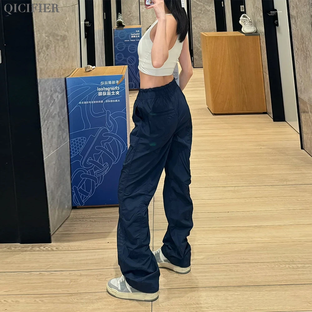 黑 轻盈裤 宽松款褶饰系带中腰休闲裤 3021