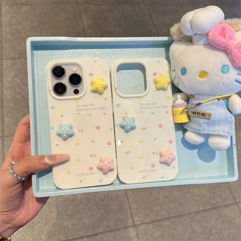 五彩星星英文适用iPhone16promax果冻手机壳15新款14简约1312防摔