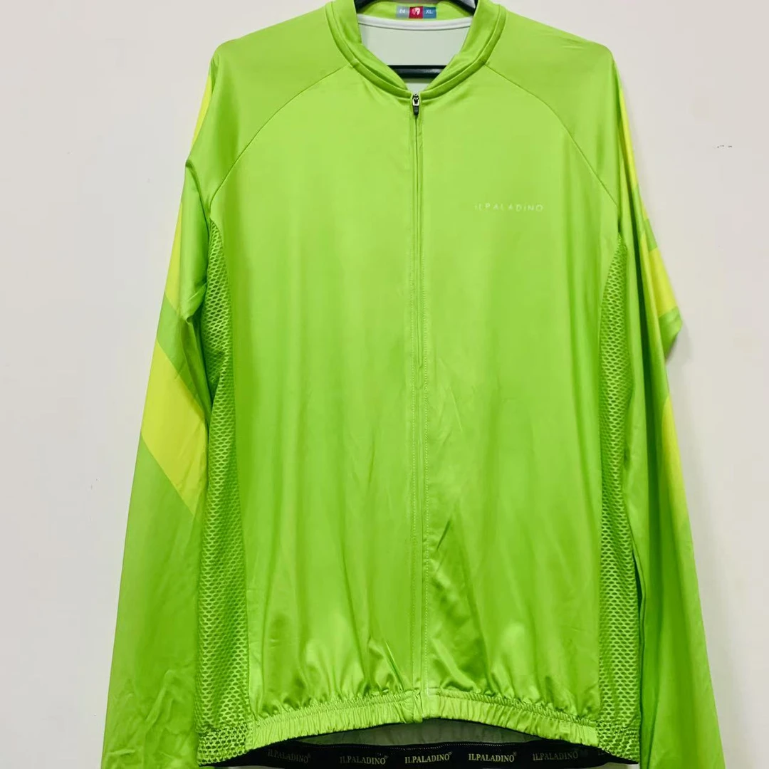 SQ 1002【绿箭牛奶丝拼接长袖男士】ILPALADINO专业骑行服