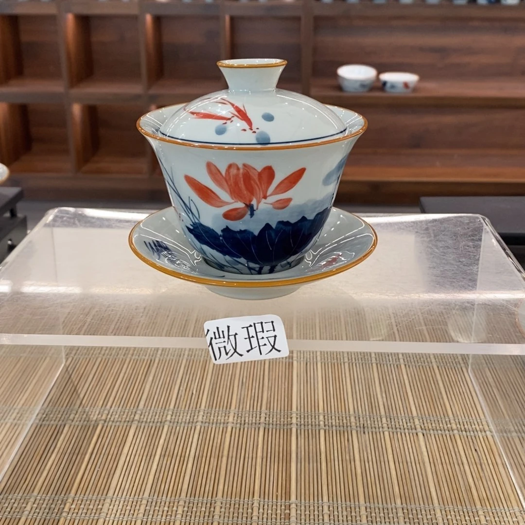 釉下彩老陶泥手工绘制