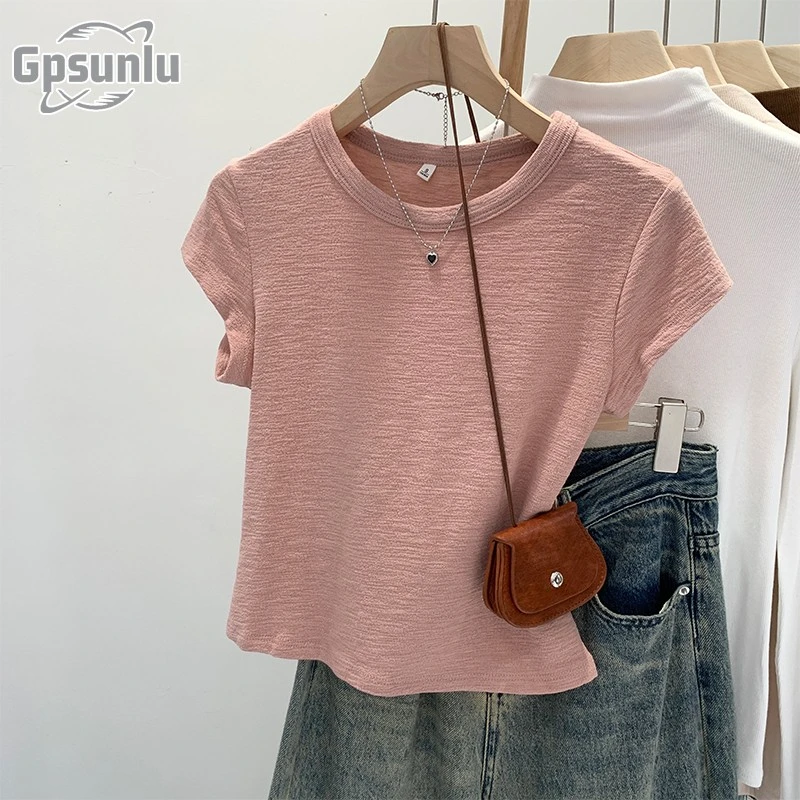 gpsunlu小个子高级感独特超好看短袖恤女夏新款不撞衫短款上衣
