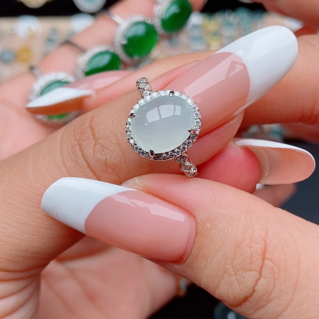 翡翠戒指银S925镶嵌0000042