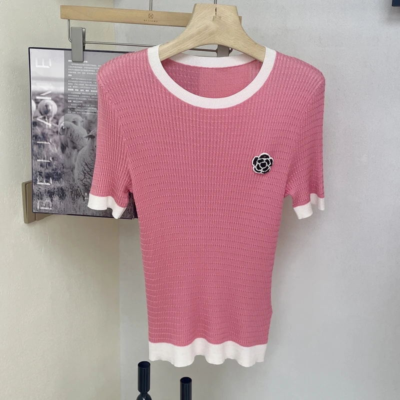 清新莞尔！M1360小香风钉珠针织衫 衣长51 款号YR117