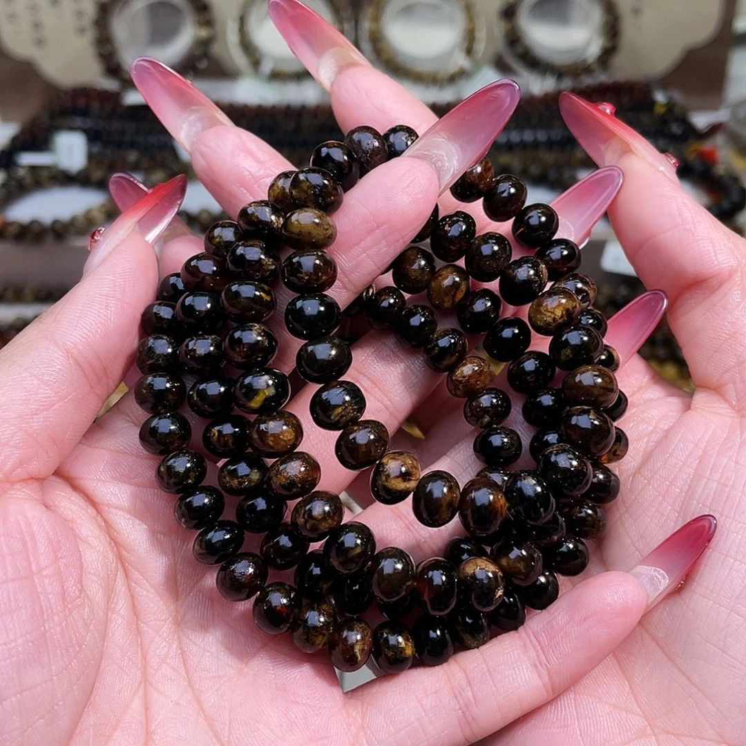 琥珀未镶嵌裸石8黑花