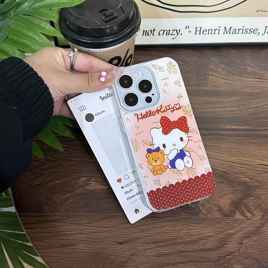 晕染kt猫小熊适用苹果16pro手机壳iPhone15pro全包14/13/12创意