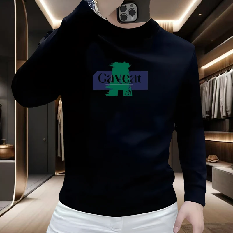 2025秋冬季圆领卫衣男装长袖潮牌印花百搭上衣加绒加厚款宽松舒适