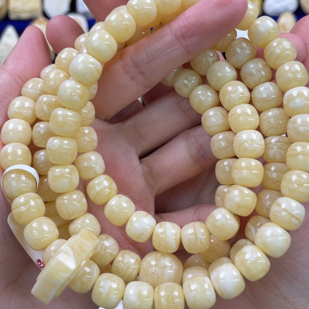 蜜蜡裸石未镶嵌琥珀蜜蜡同料108卡10mm