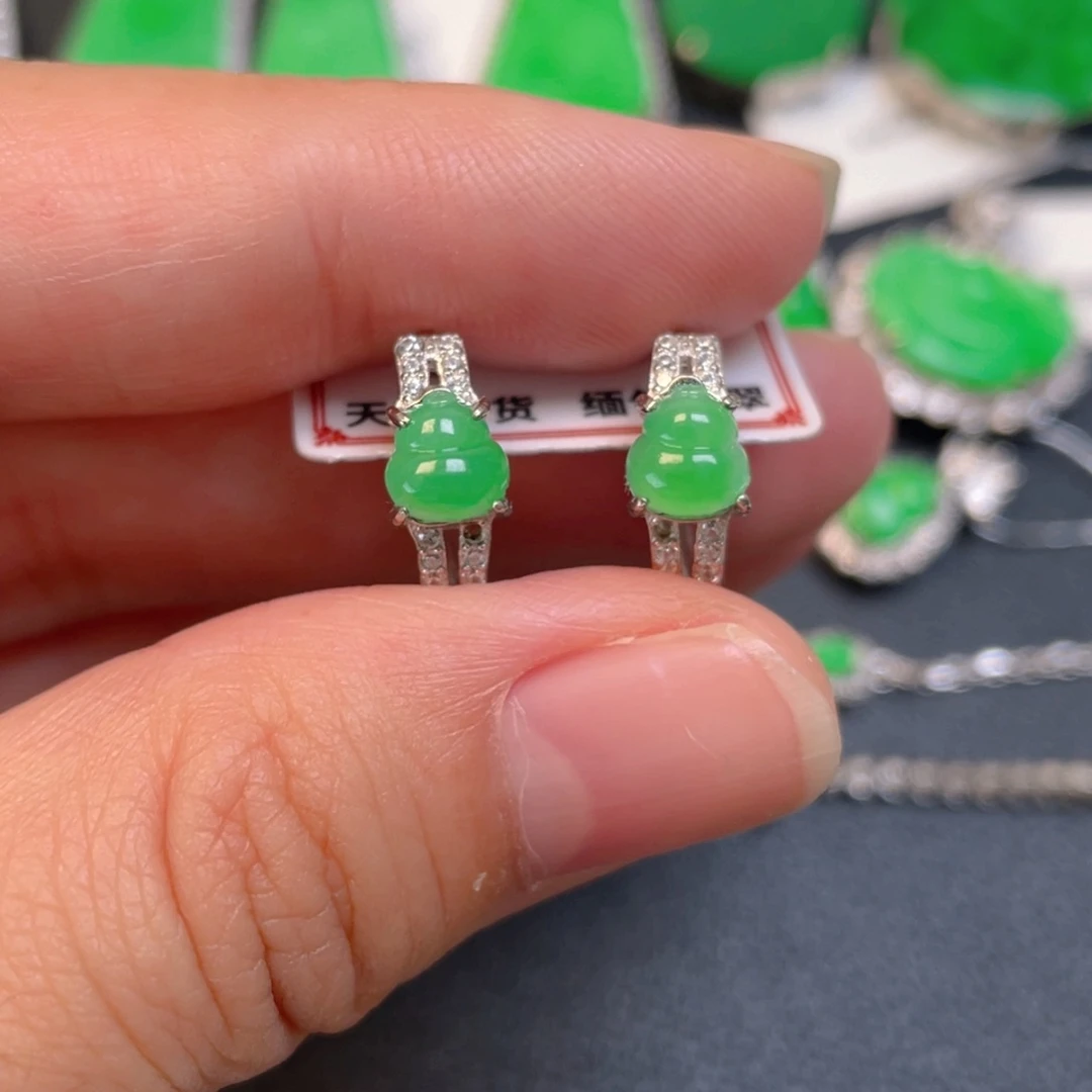 翡翠银S925镶嵌吊坠(不含链)耳包