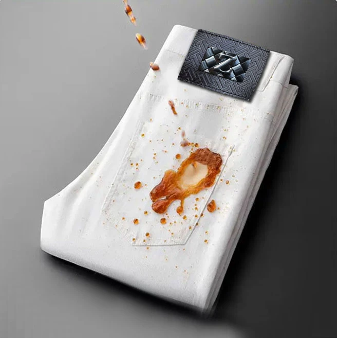 亿豪 H890秋冬男装新款百搭白色保暖小直筒微弹力时尚牛仔裤