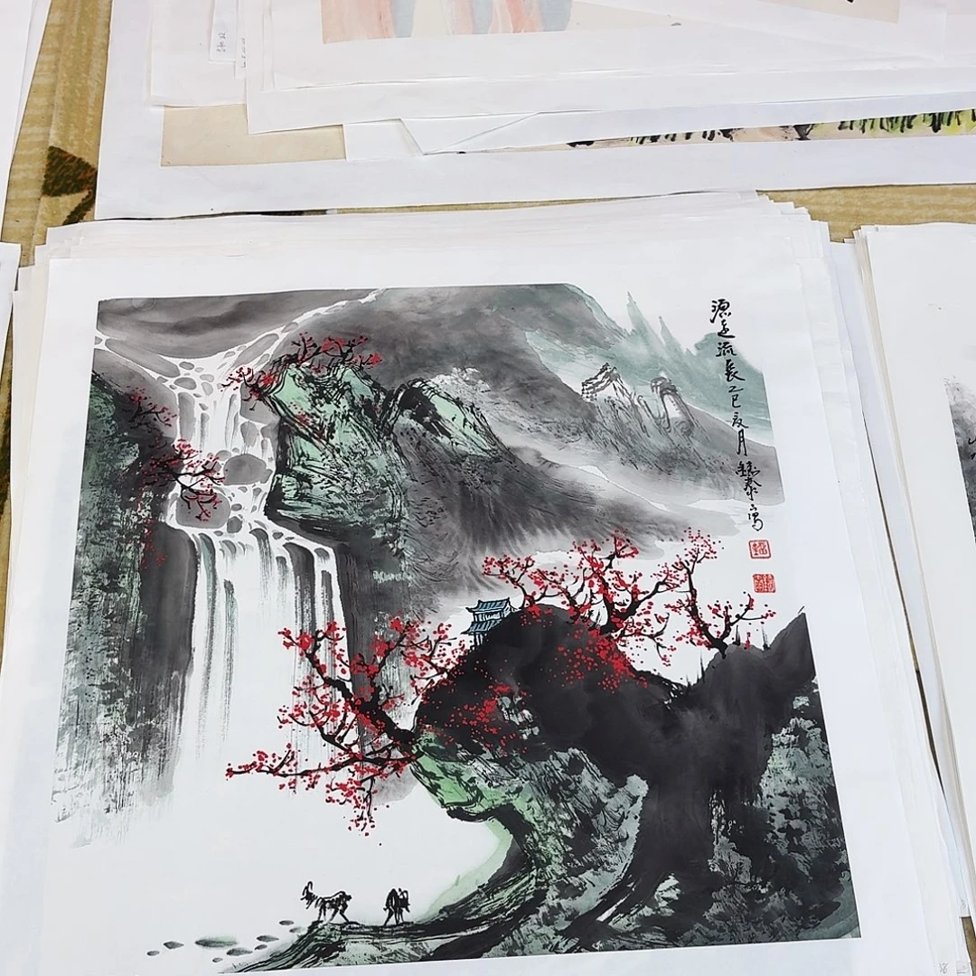 国画四尺斗方手绘作品