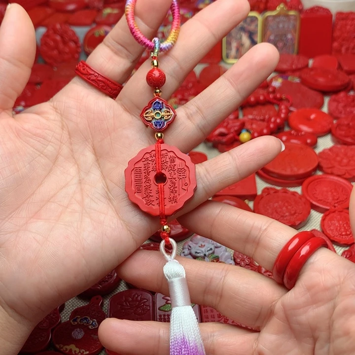 天然辰砂工艺品朱砂车挂