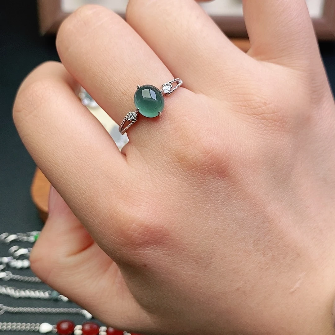 翡翠银S925镶嵌戒指