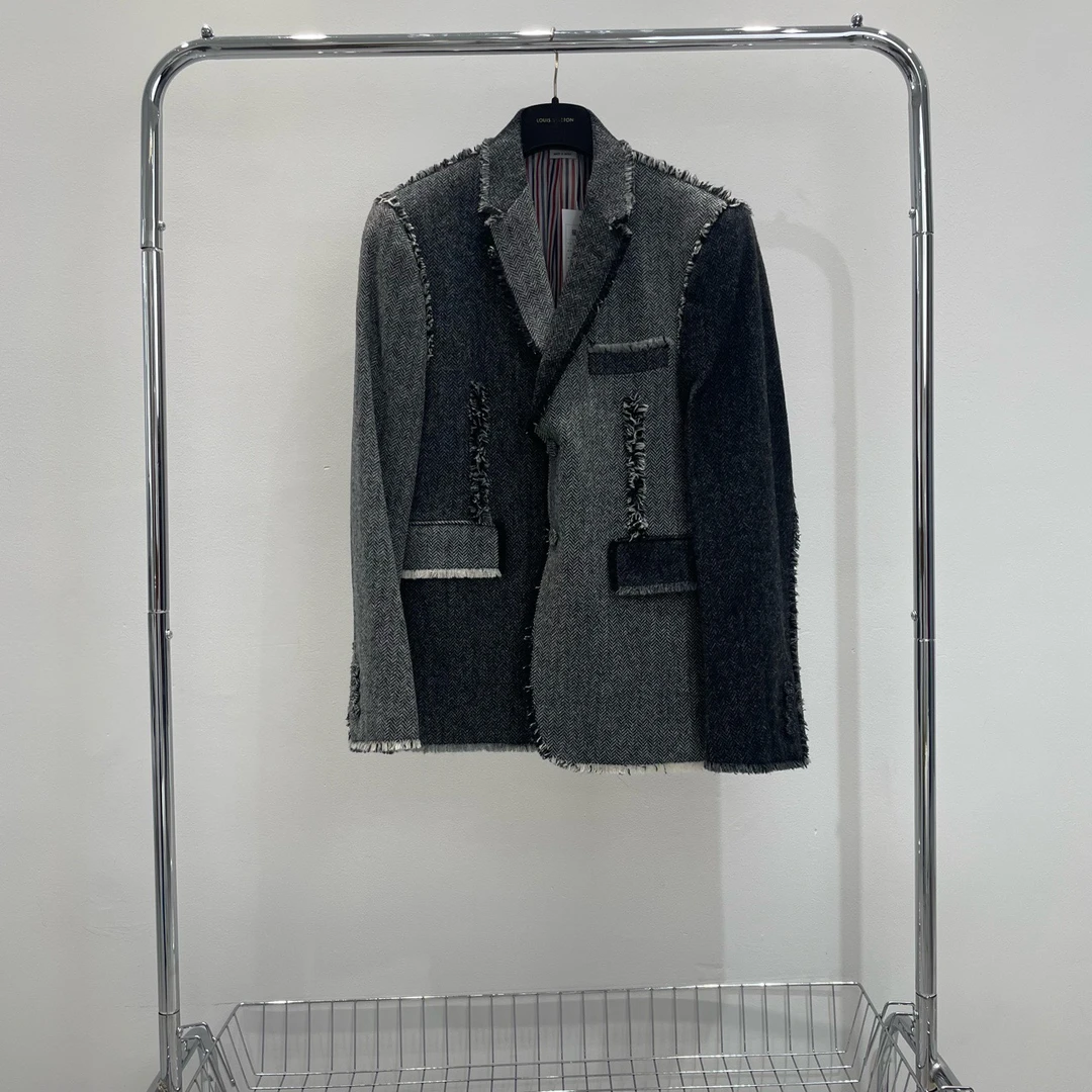 99新 THOMBROWNE 拼接解构破坏西装archive YY00173 尺码3码