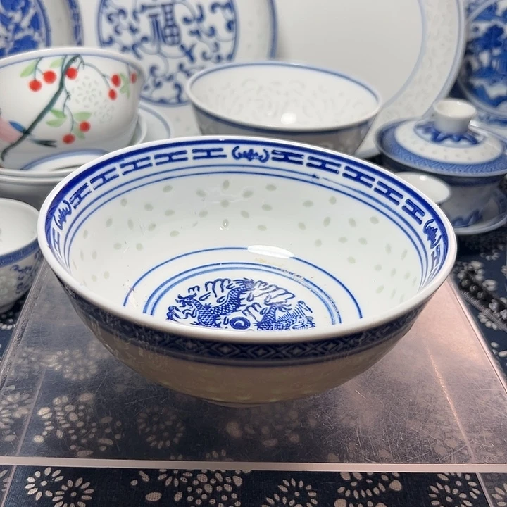 青花玲珑6寸小面碗
