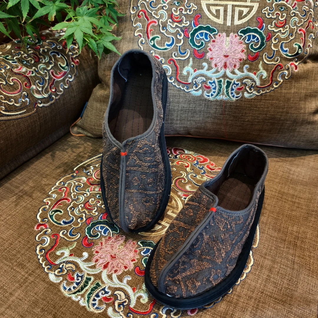 香云纱柞蚕丝桑蚕丝手工布鞋 复古休闲通勤百搭 新中式老钱风