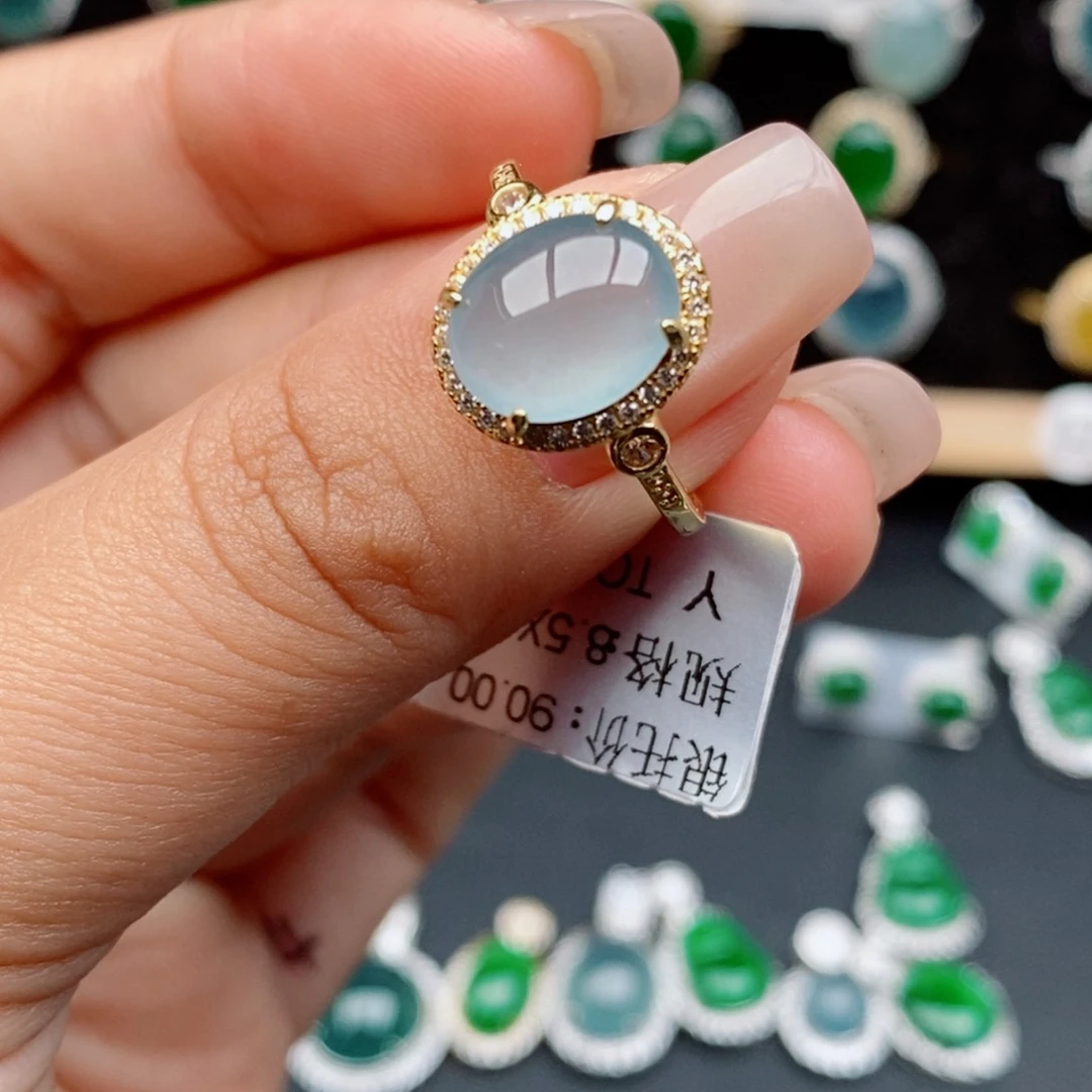 银S925镶嵌戒指翡翠