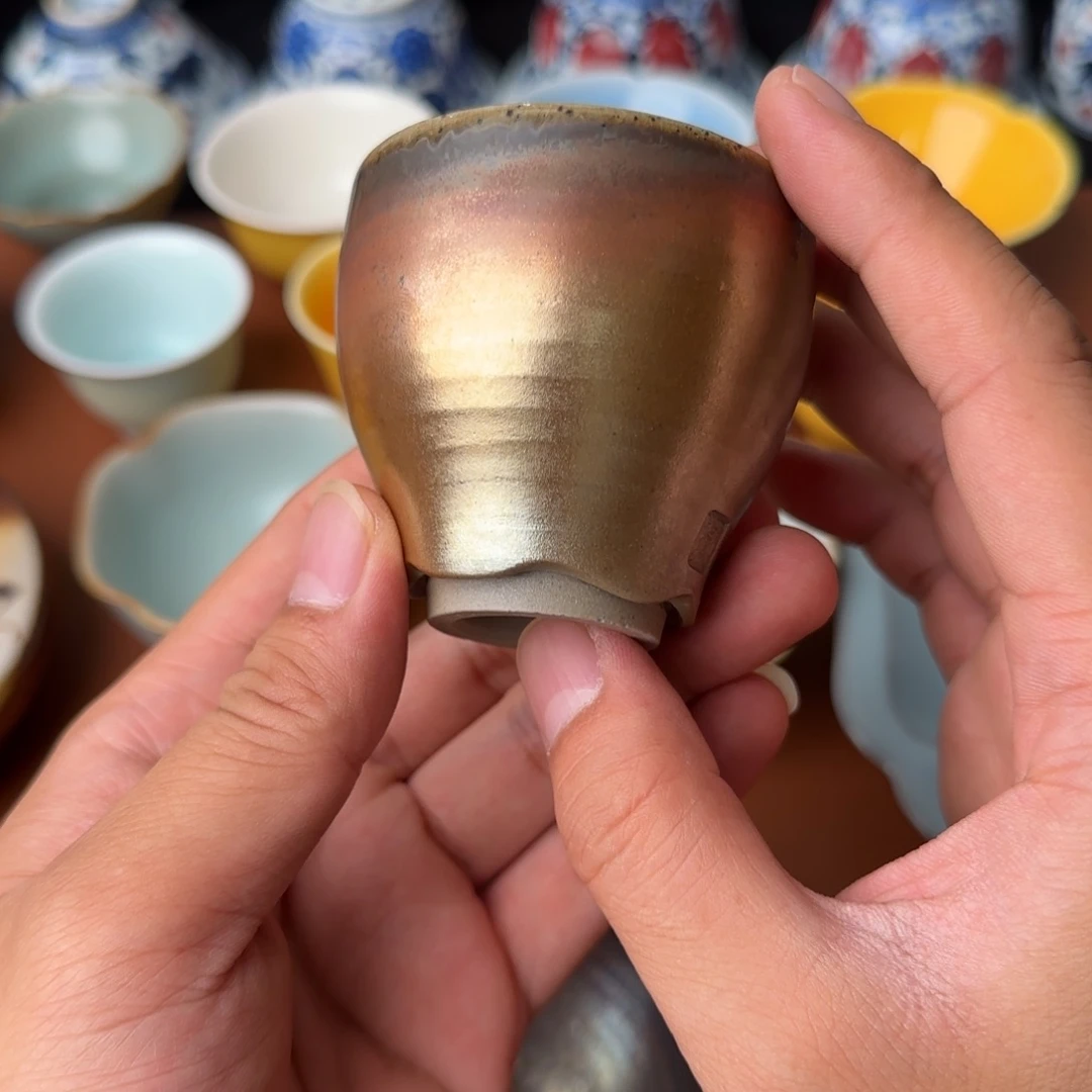 台湾吴金维柴烧莲花高足杯